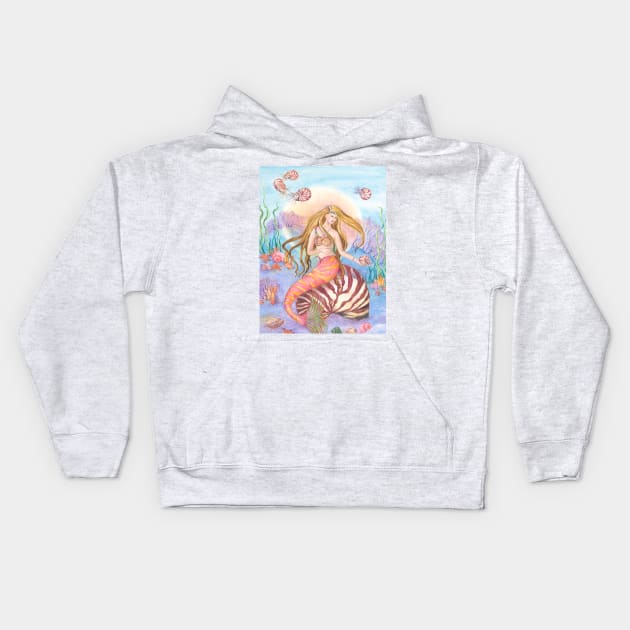 Nautilus Queen Mermaid Kids Hoodie by cristinahansen